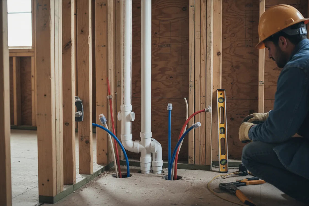 Drain and supply rough-in during Drain Cleaning in Gotha
