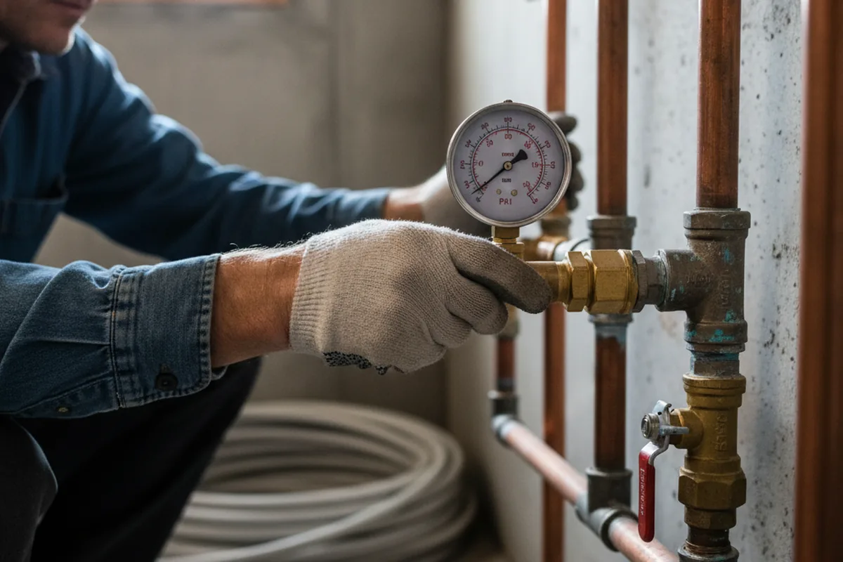 Pressure testing a repaired line during Water Line Repair in Gotha
