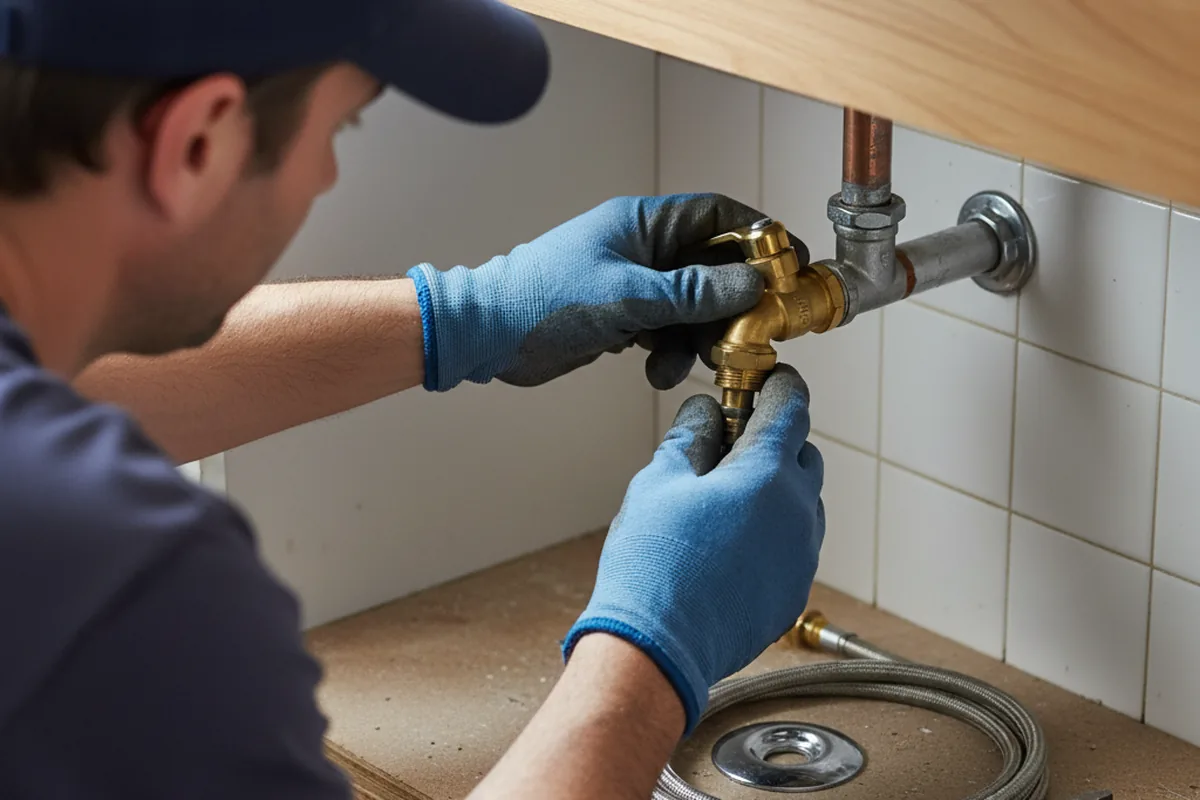 Shutoff valve and fitting work during Faucet and Fixture Repair in Gotha
